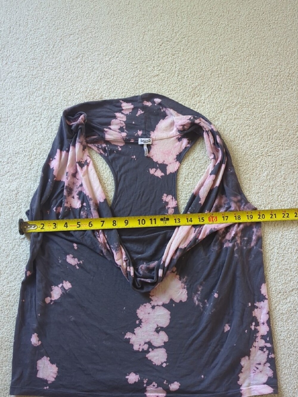 Splendid Charcoal and Pink Tie-Dye Tank With Draped Front - Picture 5 of 8